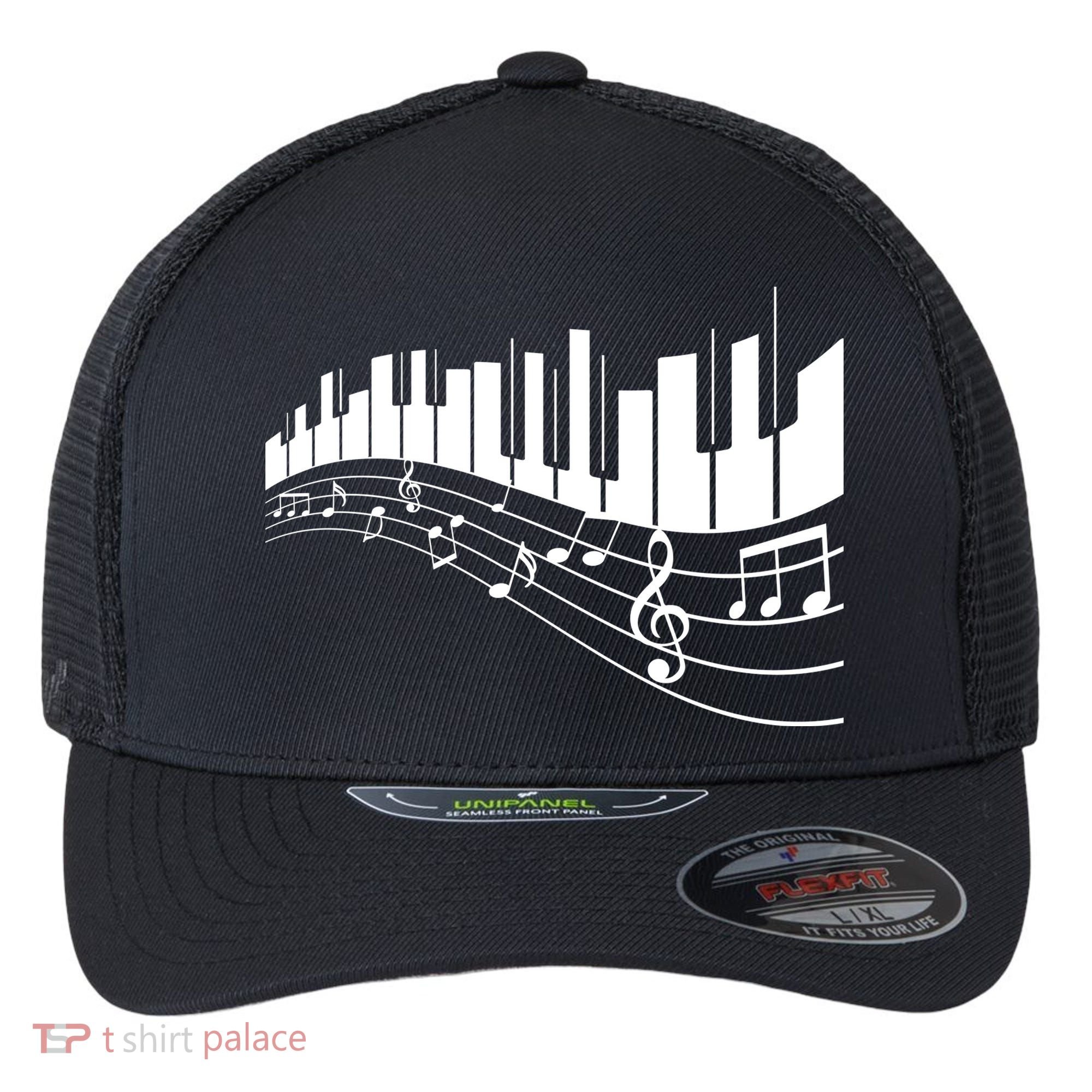 Piano Notes Musical Flexfit Unipanel Trucker Cap