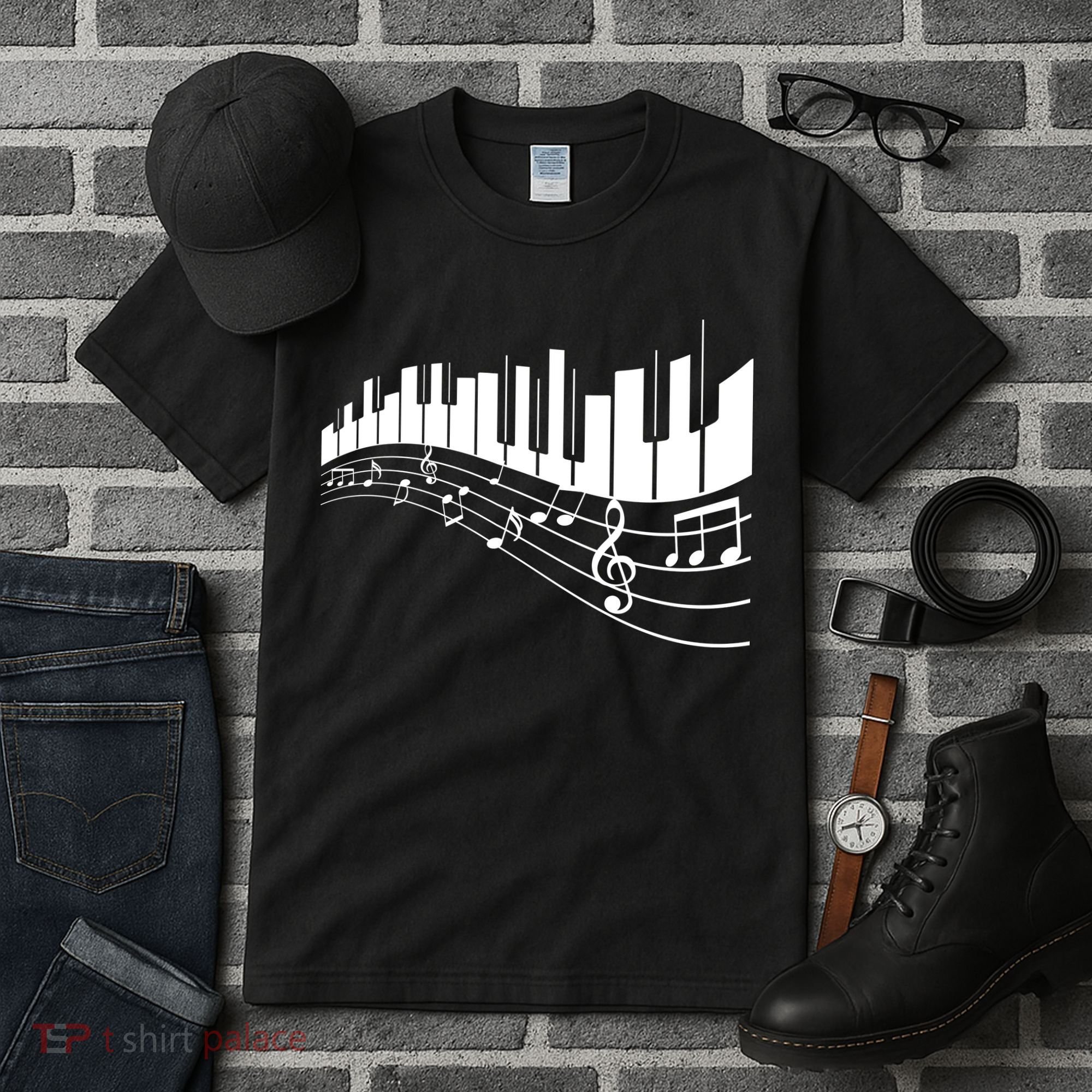 Piano Notes Musical Tall T-Shirt