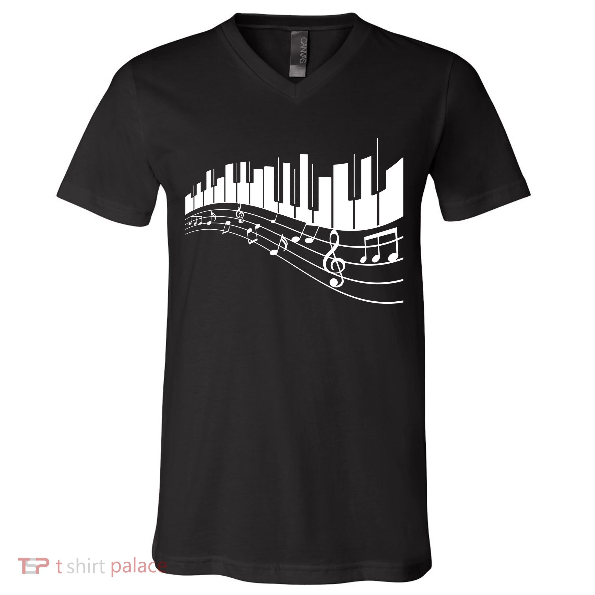 Piano Notes Musical V-Neck T-Shirt