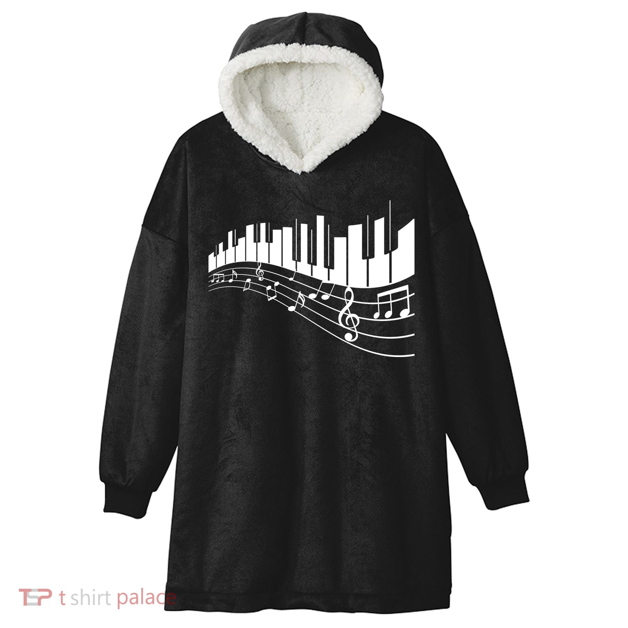 Piano Notes Musical Hooded Wearable Blanket