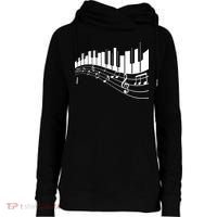 Piano Notes Musical Womens Funnel Neck Pullover Hood thumb 0