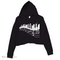 Piano Notes Musical Crop Fleece Hoodie thumb 0
