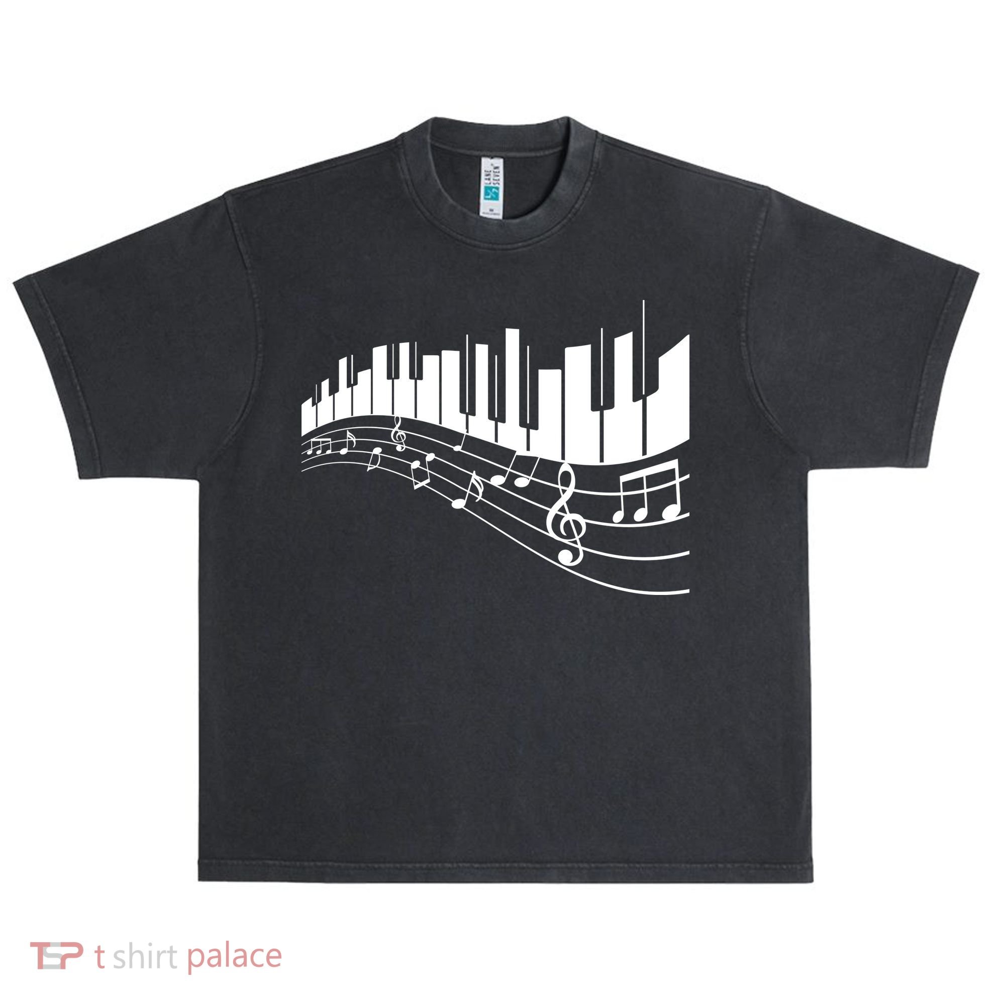Piano Notes Musical Urban Oversized Heavyweight T-Shirt