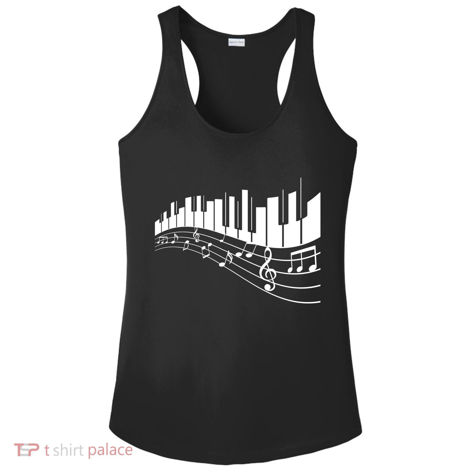 Piano Notes Musical Ladies PosiCharge Competitor Racerback Tank
