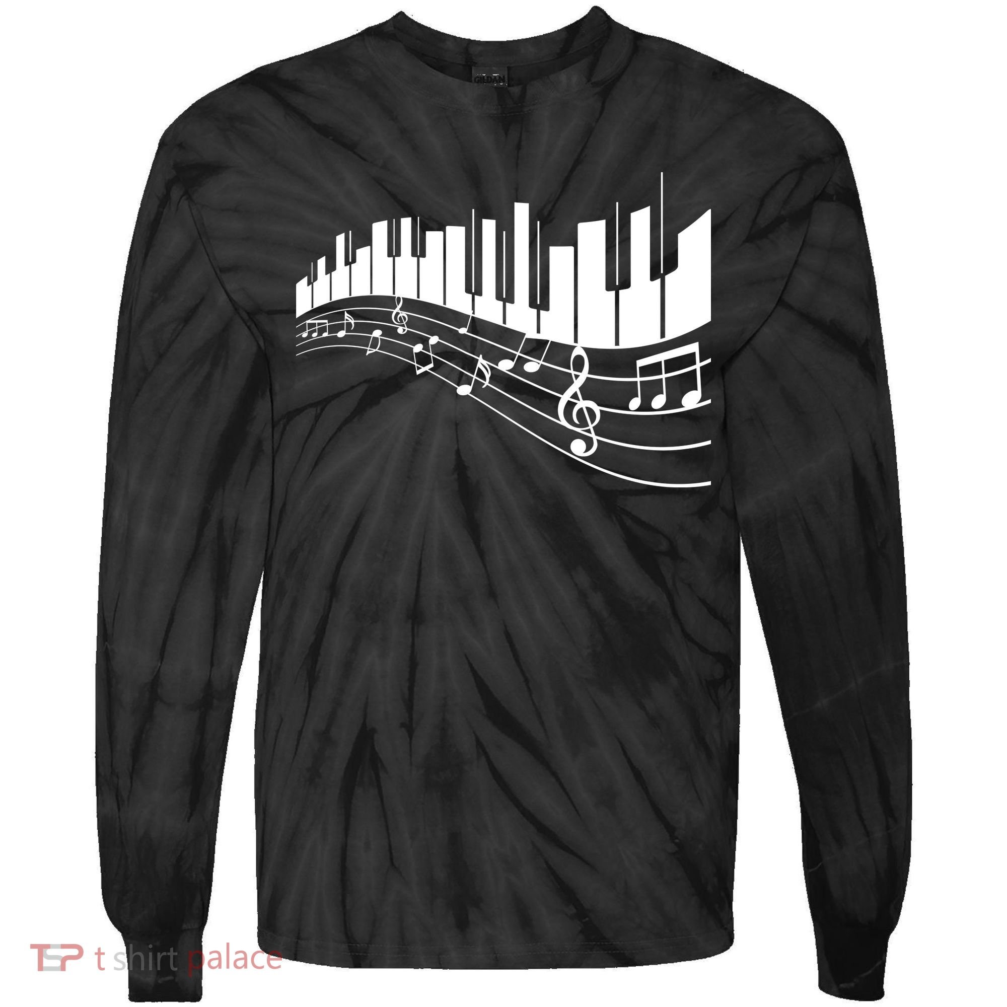Piano Notes Musical Tie-Dye Long Sleeve Shirt