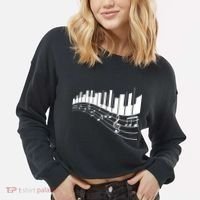 Piano Notes Musical Cropped Pullover Crew thumb 2