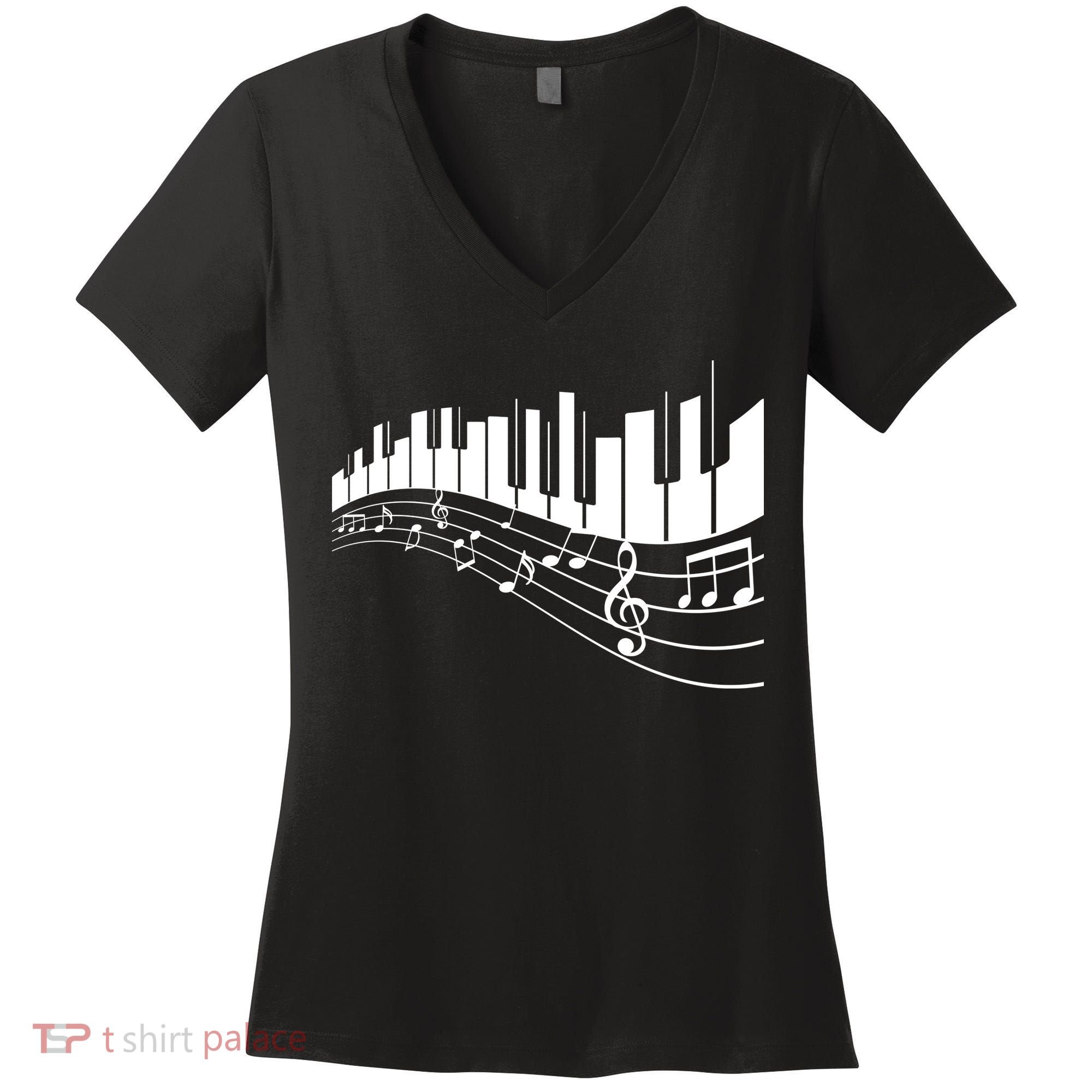 Piano Notes Musical Women's V-Neck T-Shirt