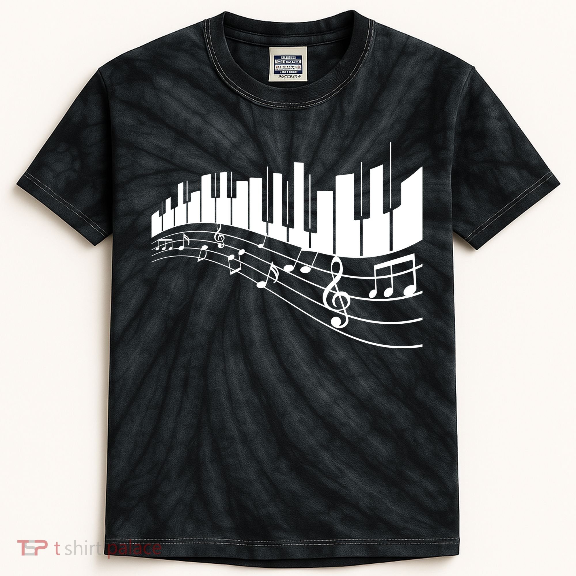 Piano Notes Musical Kids Tie-Dye T-Shirt