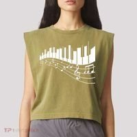 Piano Notes Musical Garment-Dyed Women's Muscle Tee thumb 2