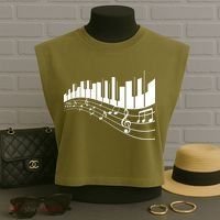 Piano Notes Musical Garment-Dyed Women's Muscle Tee thumb 3