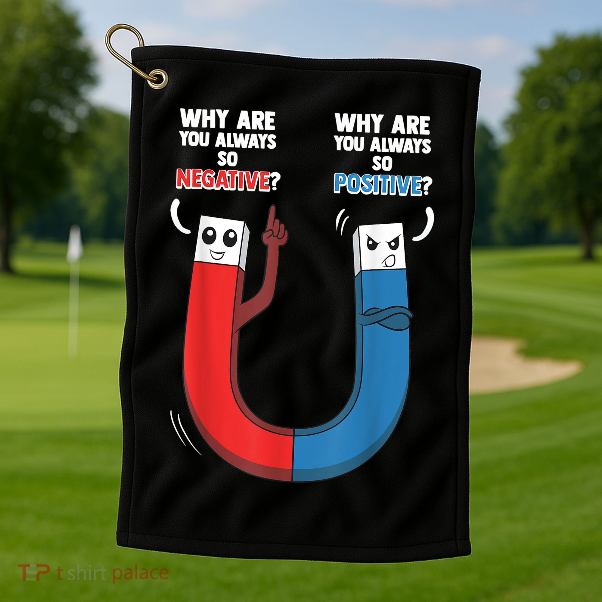 Positive Negative Magnet Science Chemistry Geek Golf Towel