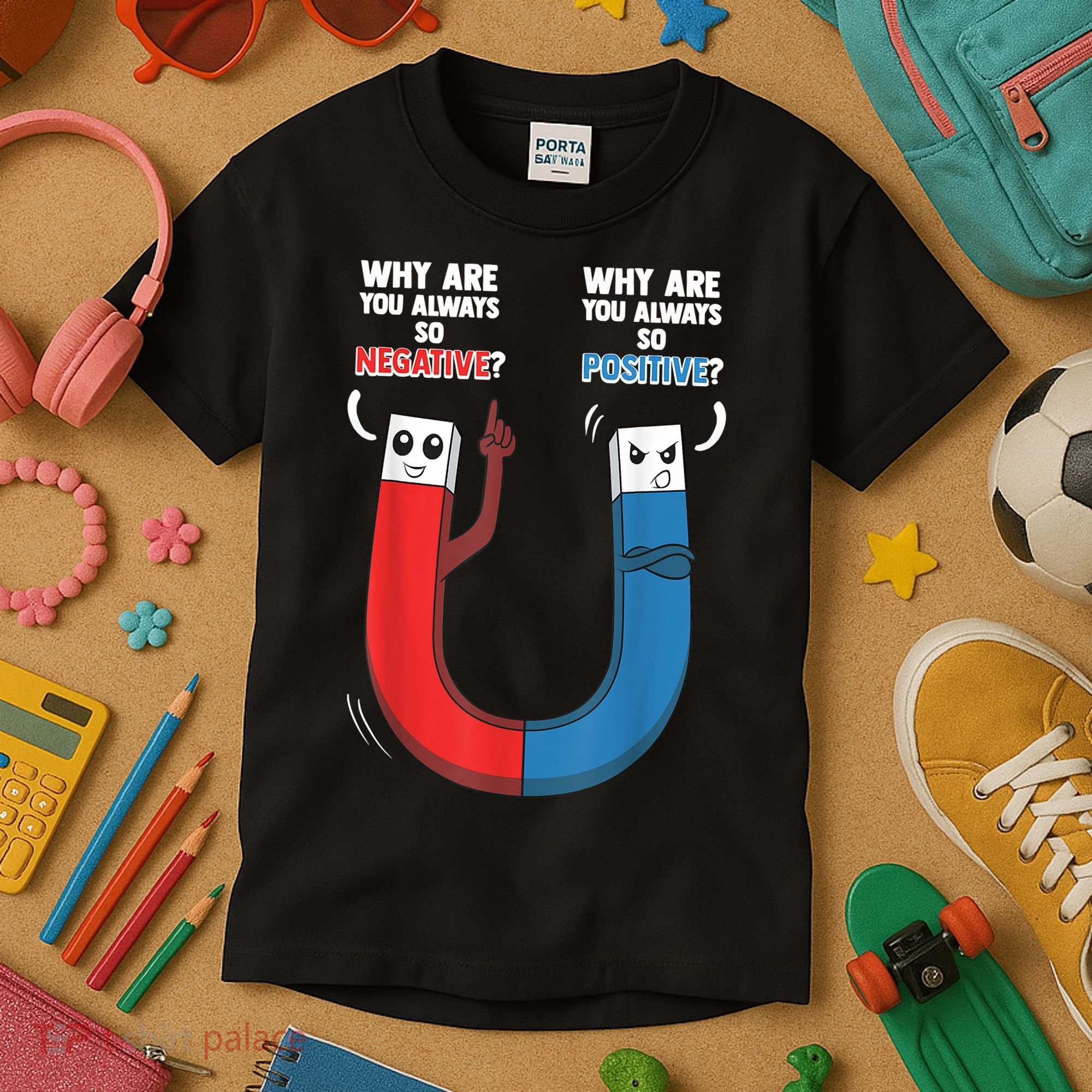 Positive Negative Magnet Science Chemistry Geek Kids T-Shirt