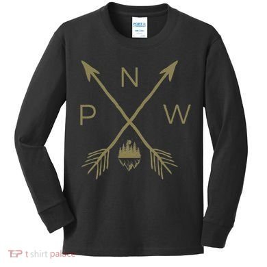 Pacific Northwest Mountain Cool Pnw Pacific Northwest Kids Long Sleeve Shirt