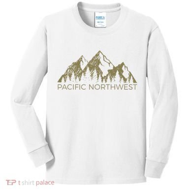 Pacific Northwest Mountain Pnw Pacific Northwest Kids Long Sleeve Shirt