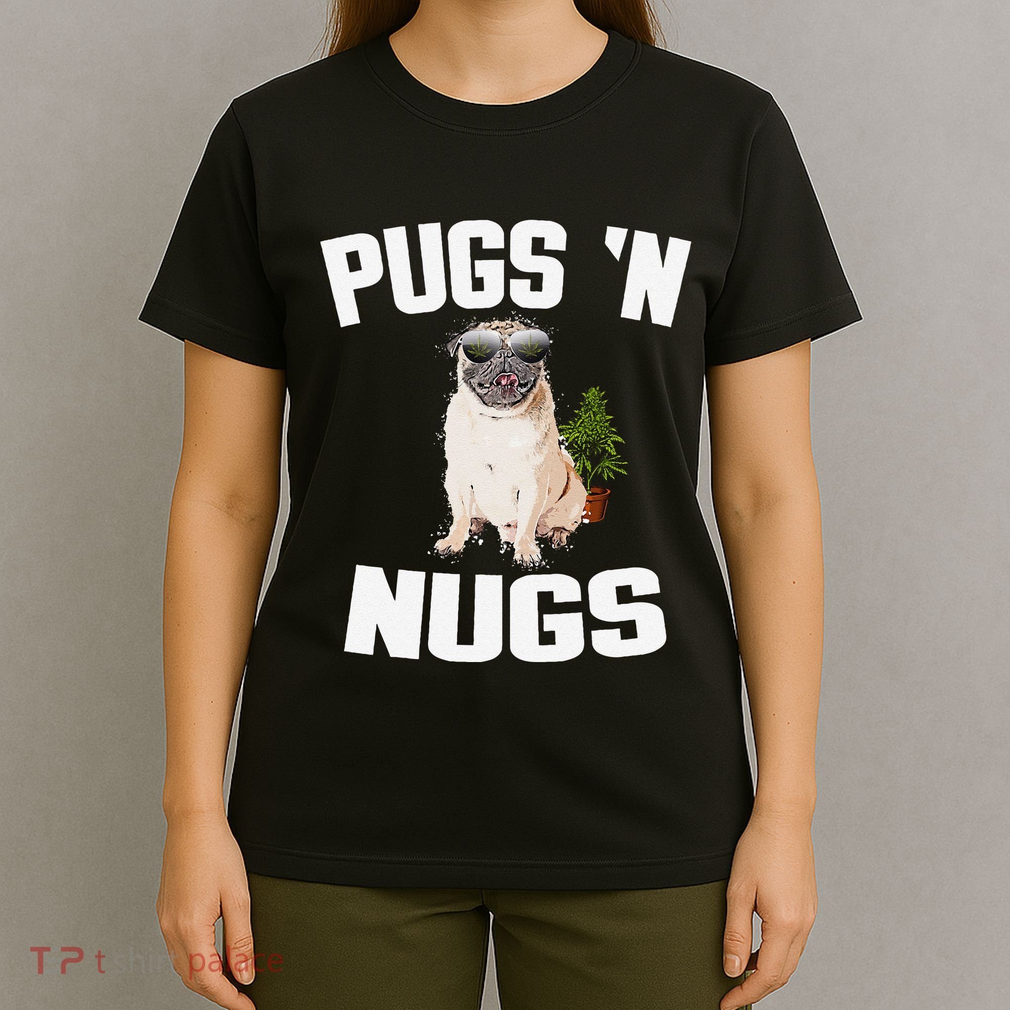 Pugs ´N Nugs Cannabis Pot Weed Smoking Smoke Hash T-Shirt