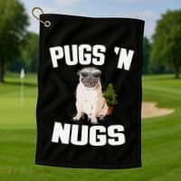 Pugs ´N Nugs Cannabis Pot Weed Smoking Smoke Hash Golf Towel thumb 1