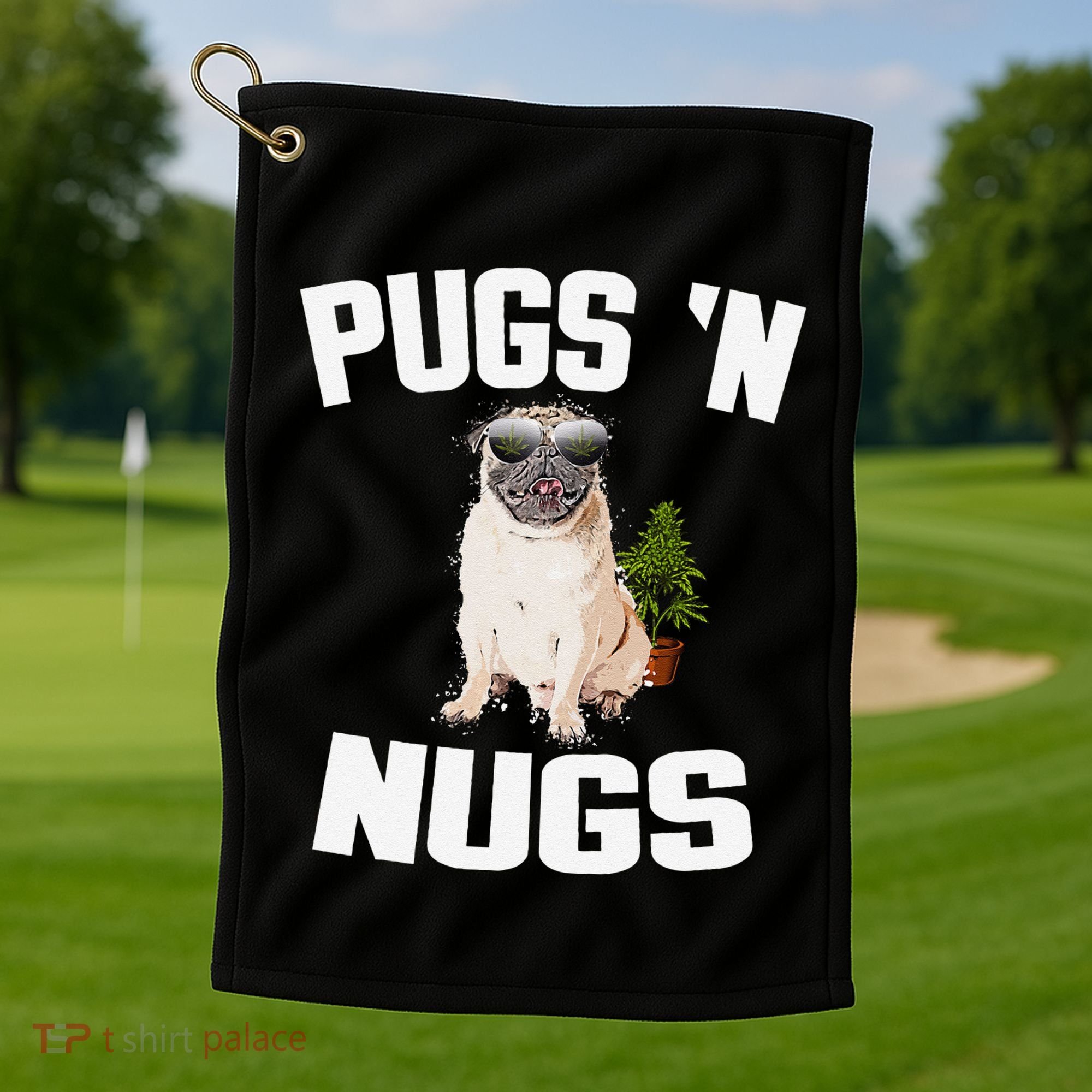 Pugs ´N Nugs Cannabis Pot Weed Smoking Smoke Hash Golf Towel