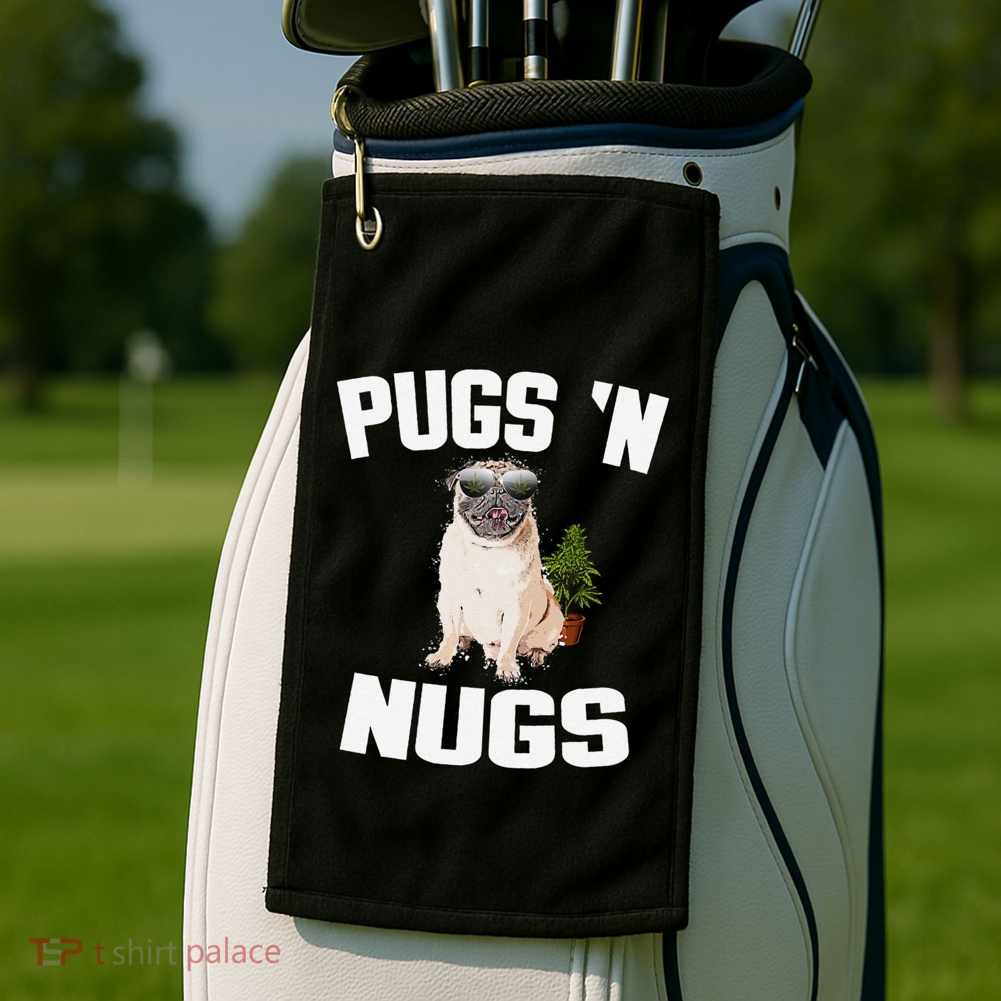Pugs ´N Nugs Cannabis Pot Weed Smoking Smoke Hash Golf Towel
