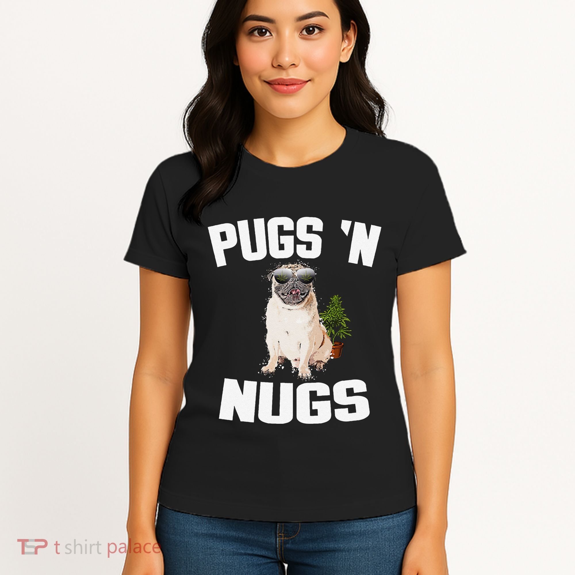 Pugs ´N Nugs Cannabis Pot Weed Smoking Smoke Hash Women's T-Shirt
