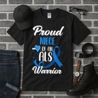 Proud Niece Of An ALS Warrior Aunt Uncle ALS Awareness Tall T-Shirt thumb 3