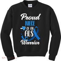 Proud Niece Of An ALS Warrior Aunt Uncle ALS Awareness Kids Sweatshirt thumb 0