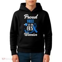 Proud Niece Of An ALS Warrior Aunt Uncle ALS Awareness Kids Hoodie thumb 4