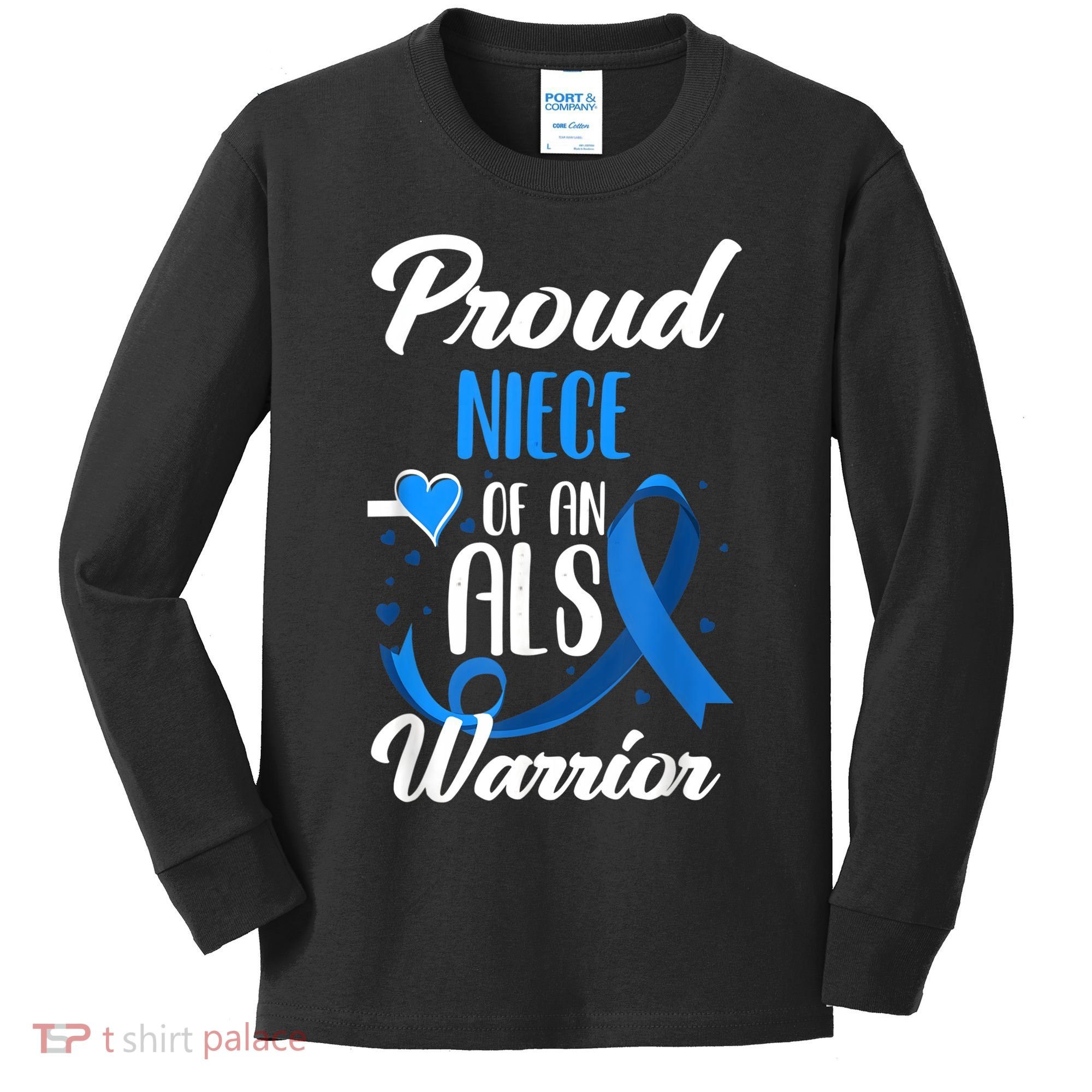 Proud Niece Of An ALS Warrior Aunt Uncle ALS Awareness Kids Long Sleeve Shirt