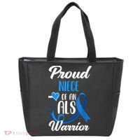 Proud Niece Of An ALS Warrior Aunt Uncle ALS Awareness Tote Bag thumb 0
