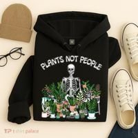 Plants Not People Skeleton Funny Gardening Hoodie thumb 4