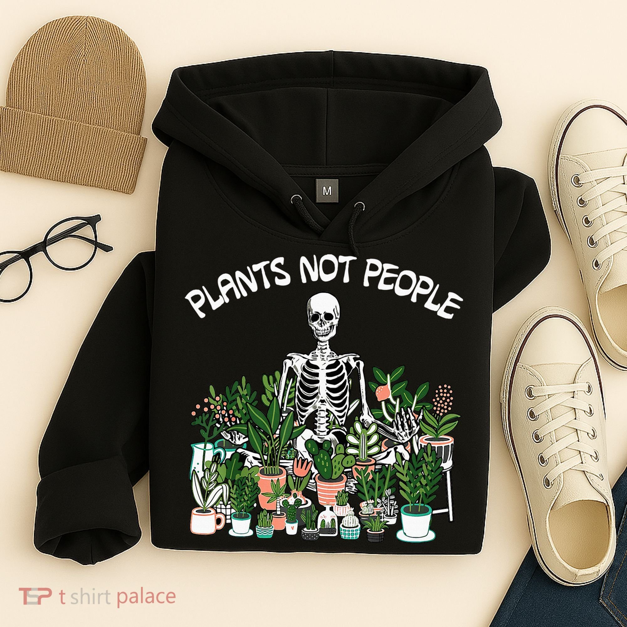 Plants Not People Skeleton Funny Gardening Hoodie