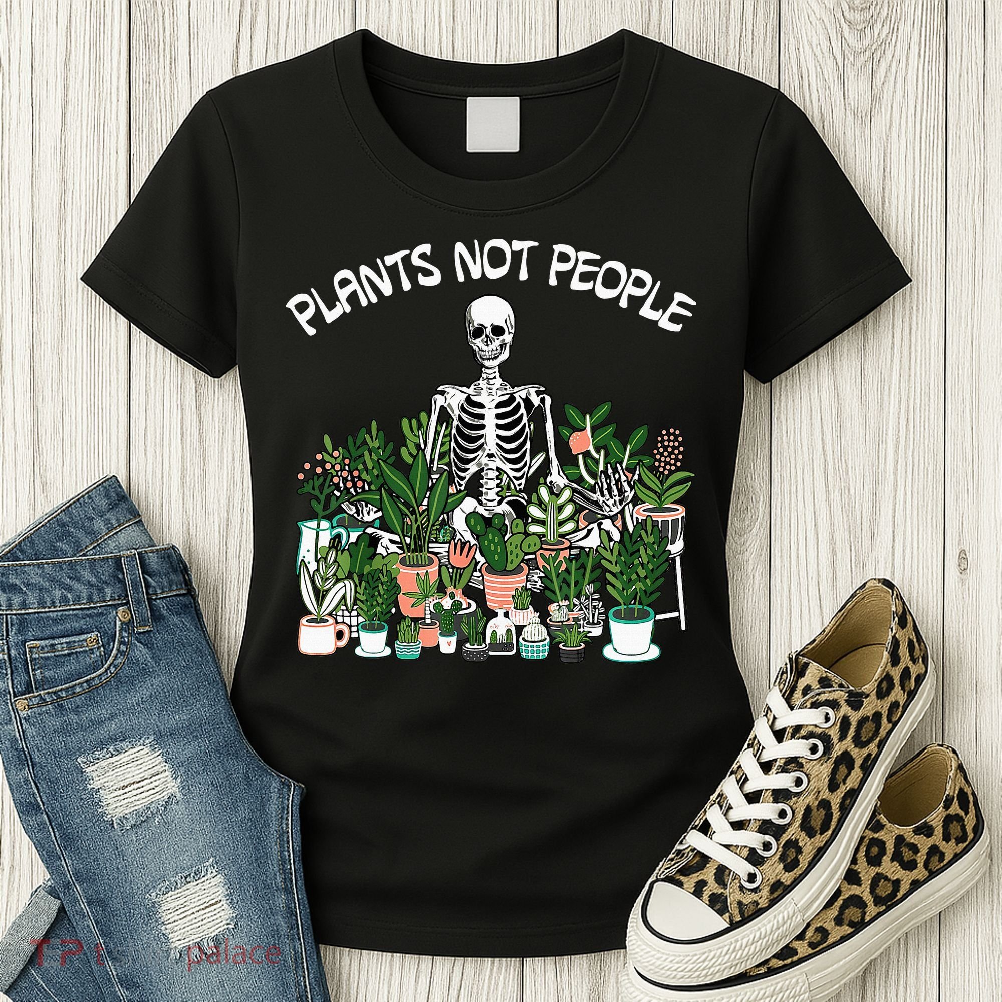 Plants Not People Skeleton Funny Gardening Women's T-Shirt