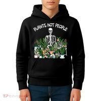 Plants Not People Skeleton Funny Gardening Kids Hoodie thumb 4
