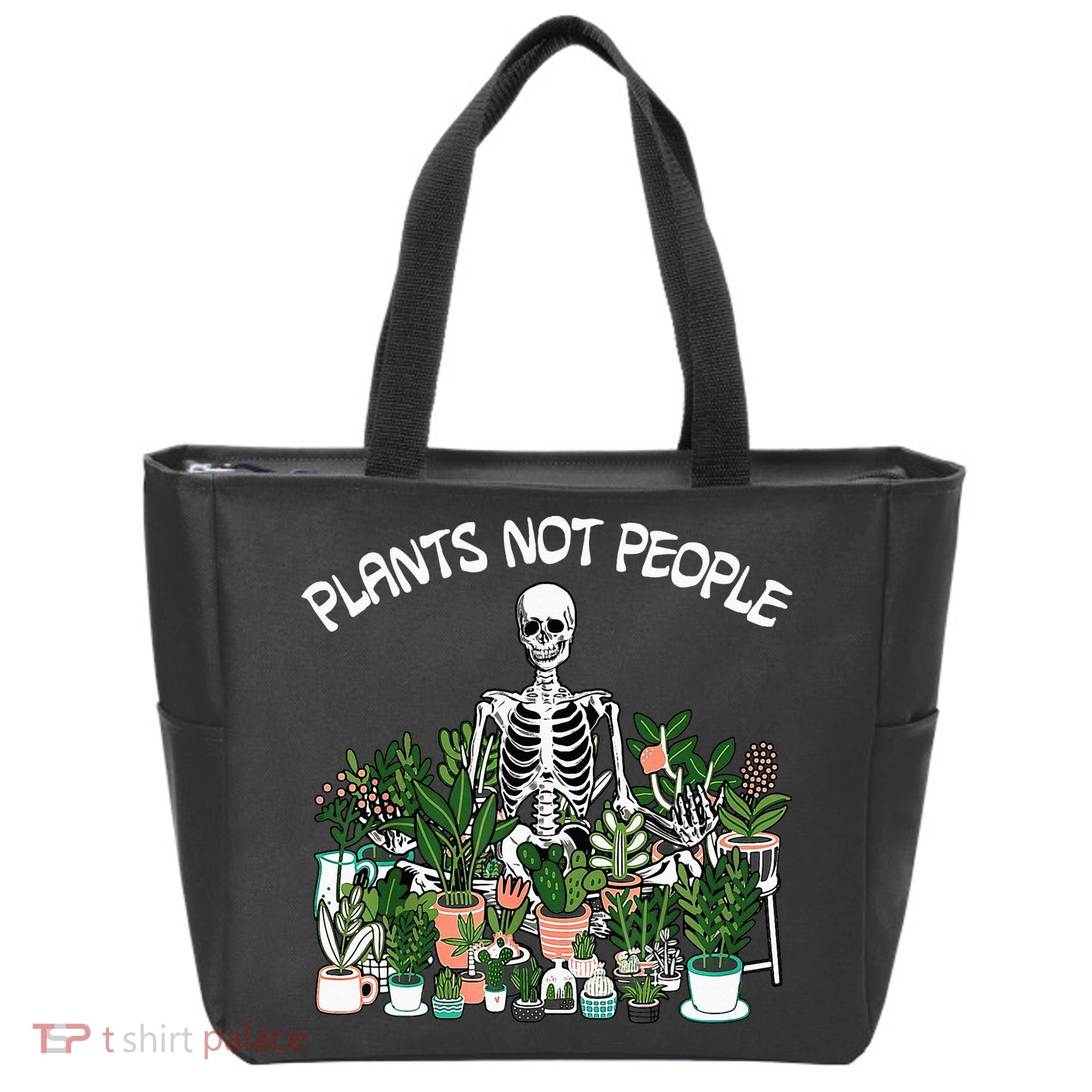Plants Not People Skeleton Funny Gardening Tote Bag