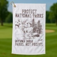 Protect National Parks Defund Doge Support Parks Not Profits Golf Towel thumb 1