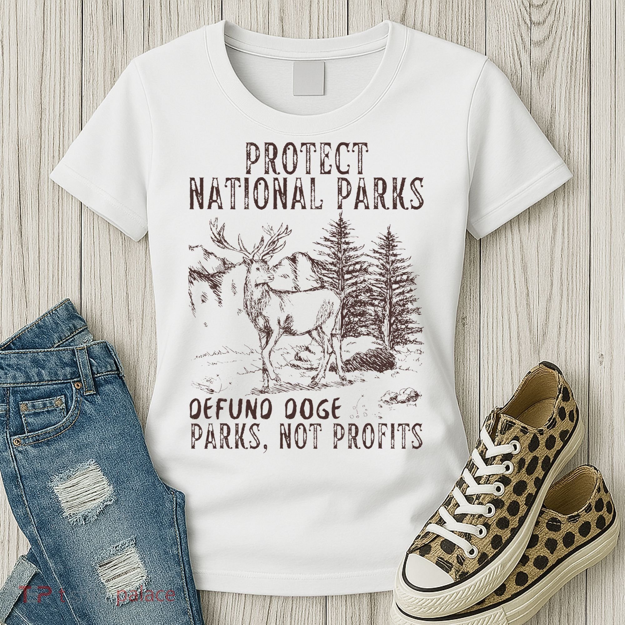 Protect National Parks Defund Doge Support Parks Not Profits Women's T-Shirt