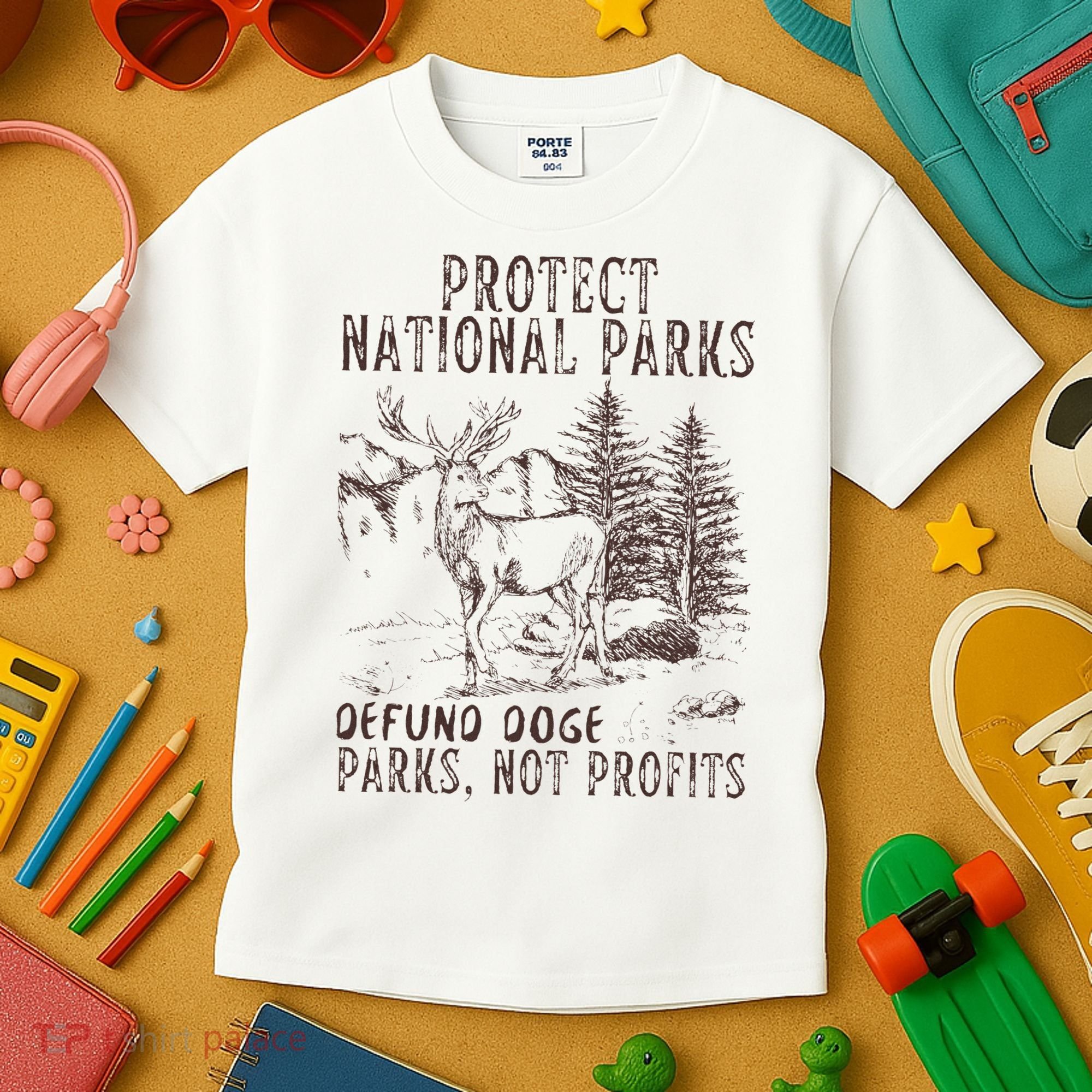 Protect National Parks Defund Doge Support Parks Not Profits Kids T-Shirt