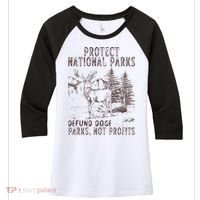 Protect National Parks Defund Doge Support Parks Not Profits Women's Tri-Blend 3/4-Sleeve Raglan Shirt thumb 0
