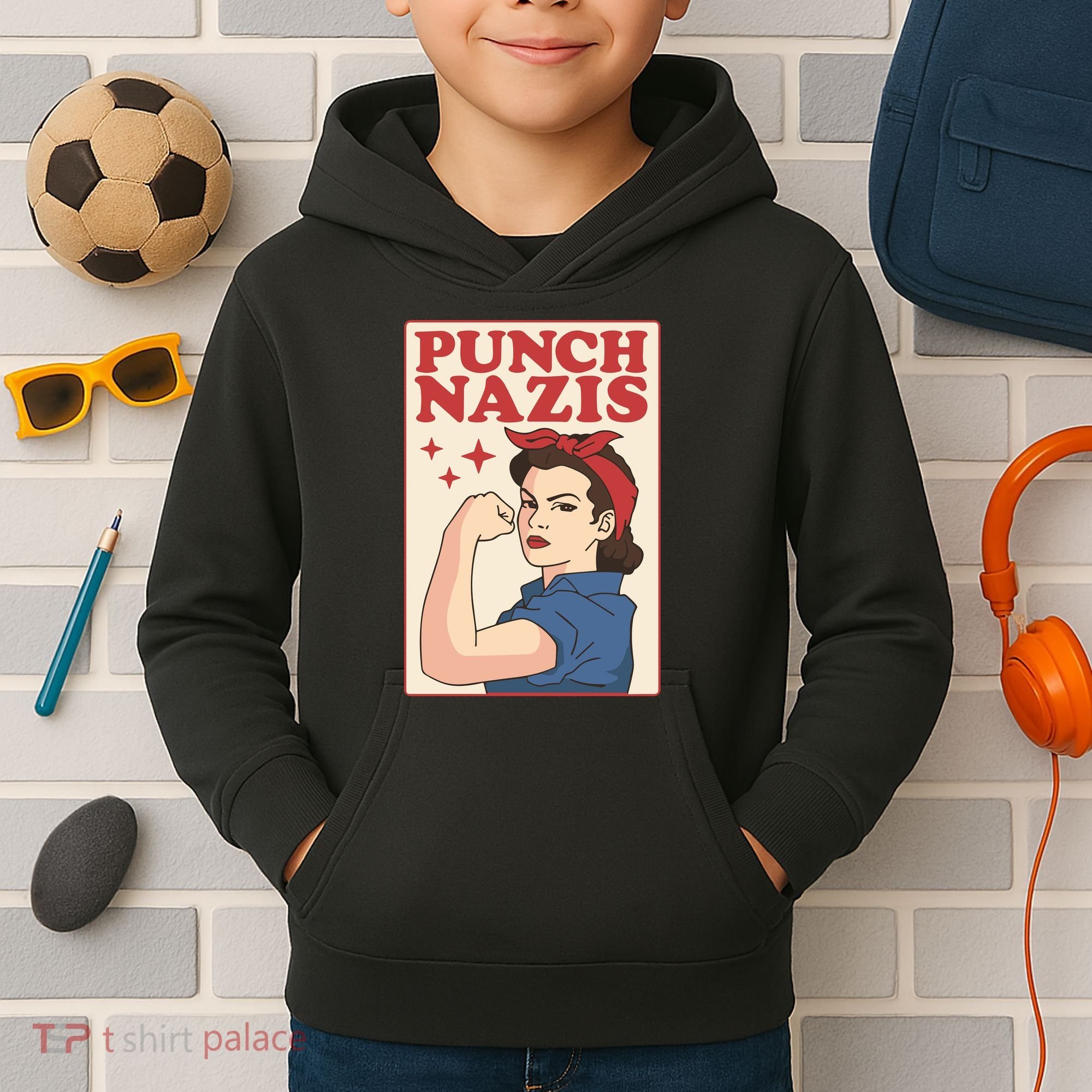 Punch Nazis Kids Hoodie