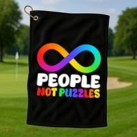 People Not Puzzles Autism Awareness Golf Towel thumb 1