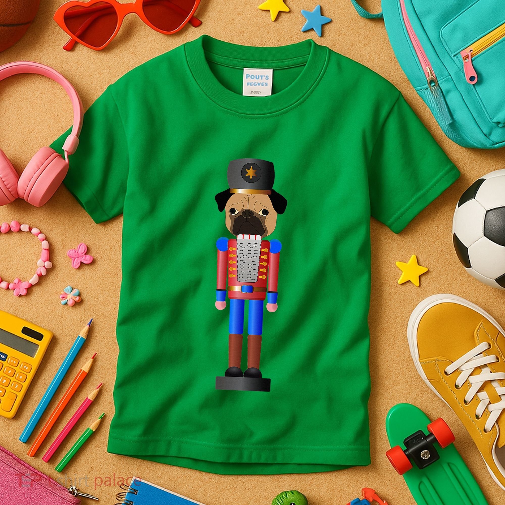 Pug Nutcracker Pets Soldier Dogs Lover Gift Kids T-Shirt