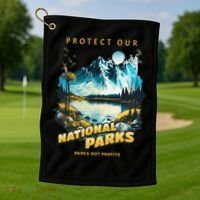 Protect National Parks Parks Over Profits Golf Towel thumb 1
