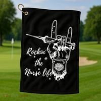Profession Nurse Rock N Roll Tattoo Golf Towel thumb 1