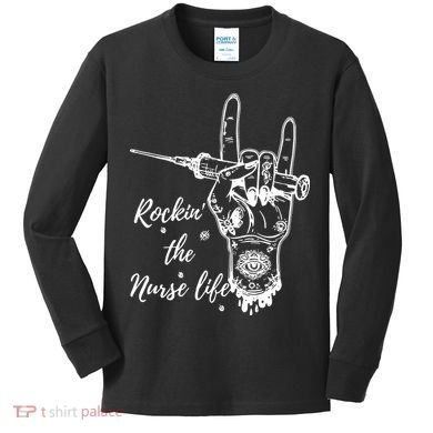 Profession Nurse Rock N Roll Tattoo Kids Long Sleeve Shirt