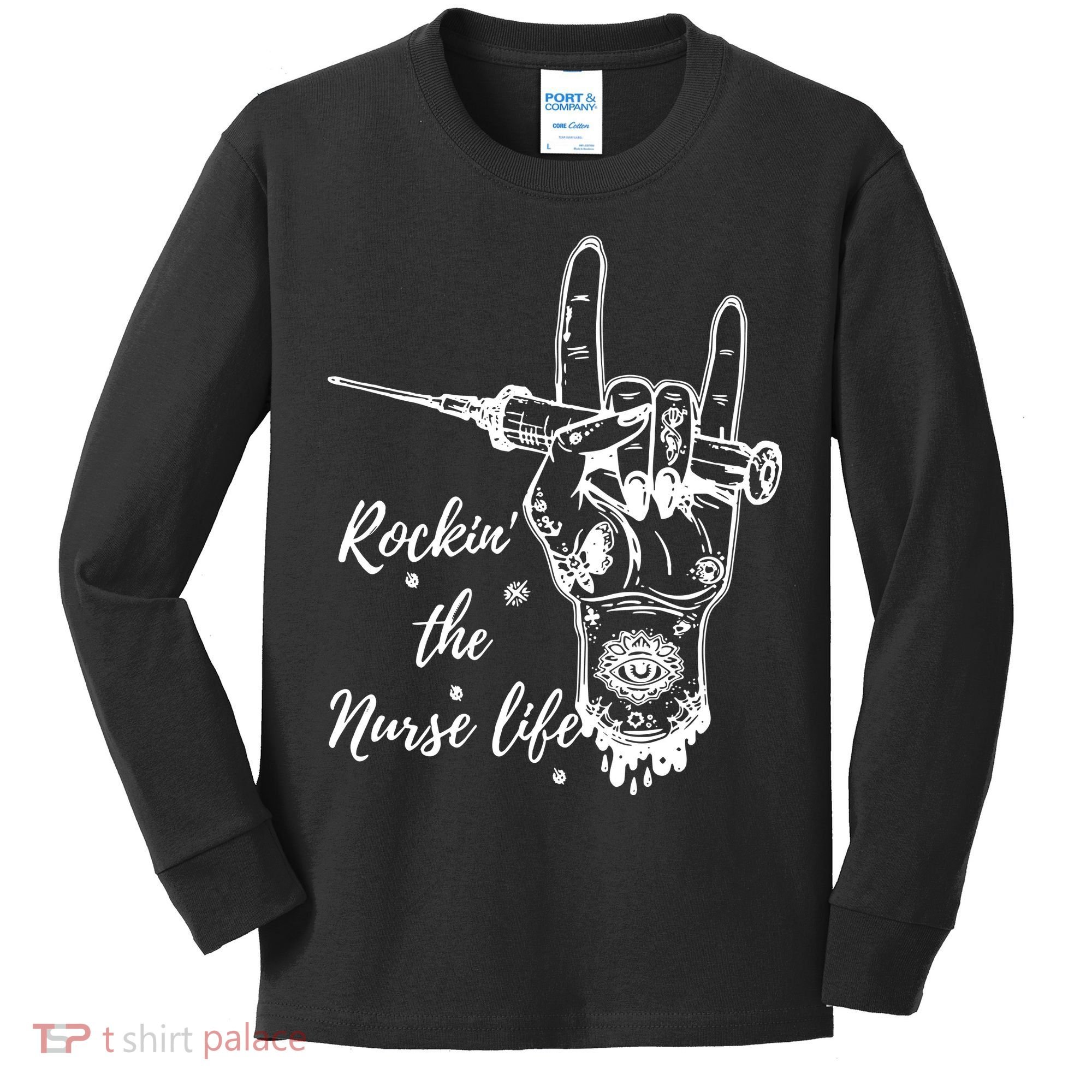 Profession Nurse Rock N Roll Tattoo Kids Long Sleeve Shirt