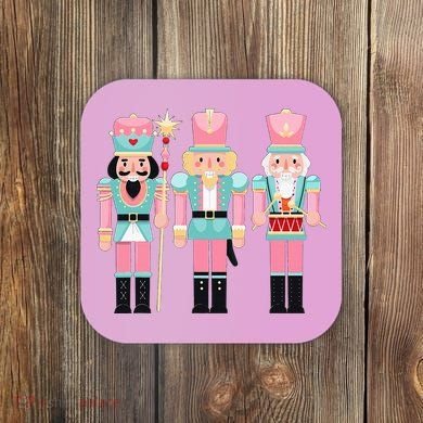 Pink Nutcracker Squad Xmas Pink Christmas Pajamas  Coaster