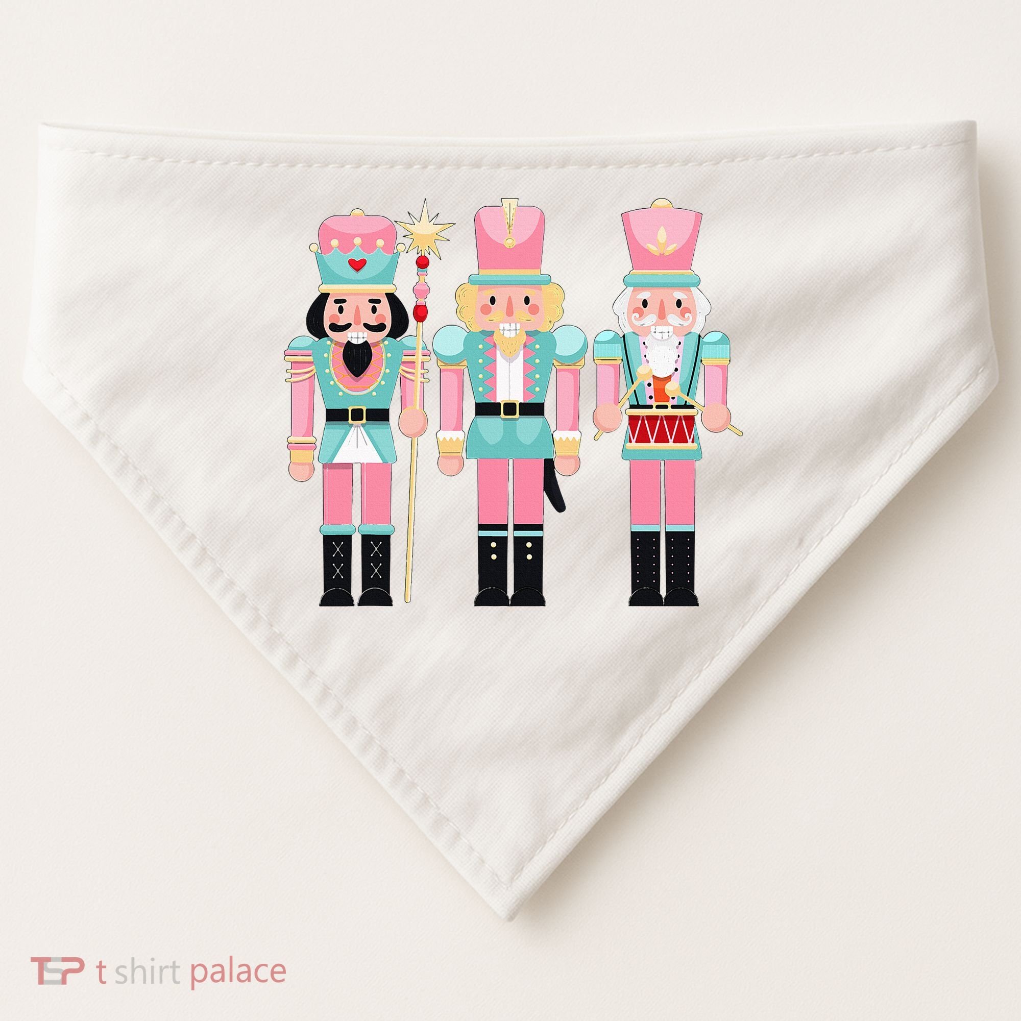Pink Nutcracker Squad Xmas Pink Christmas Pajamas  USA-Made Doggie Bandana
