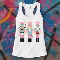 Pink Nutcracker Squad Xmas Pink Christmas Pajamas  Women's Tank Top thumb 3