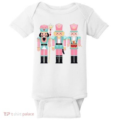 Pink Nutcracker Squad Xmas Pink Christmas Pajamas  Baby Bodysuit