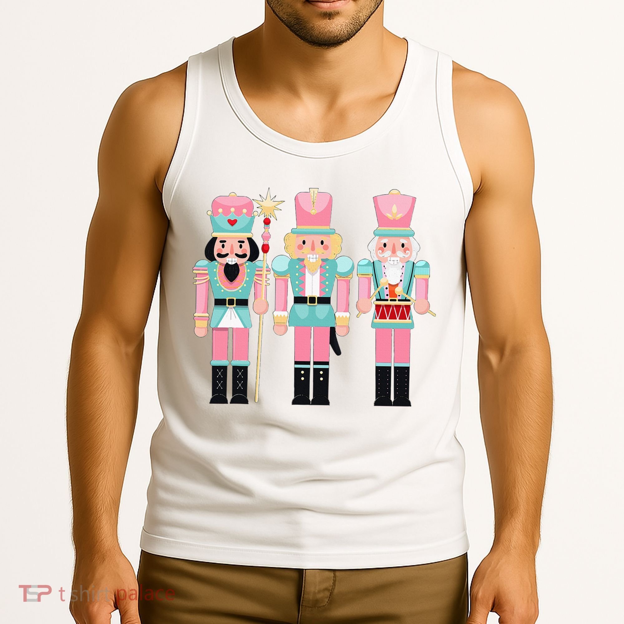 Pink Nutcracker Squad Xmas Pink Christmas Pajamas  Tank Top