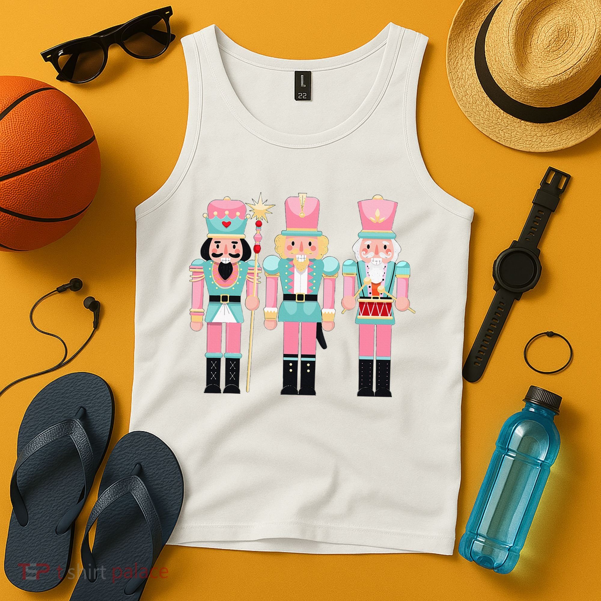 Pink Nutcracker Squad Xmas Pink Christmas Pajamas  Tank Top